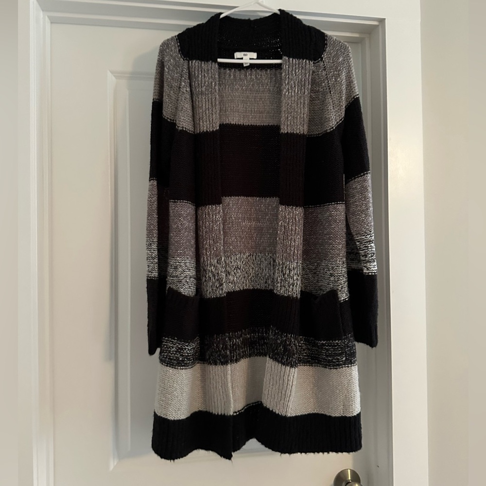 NWT Nordstrom Black and Gray Striped Cardigan